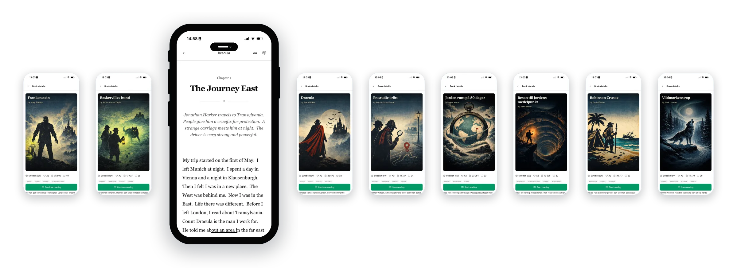LingoCafe book carousel reader preview